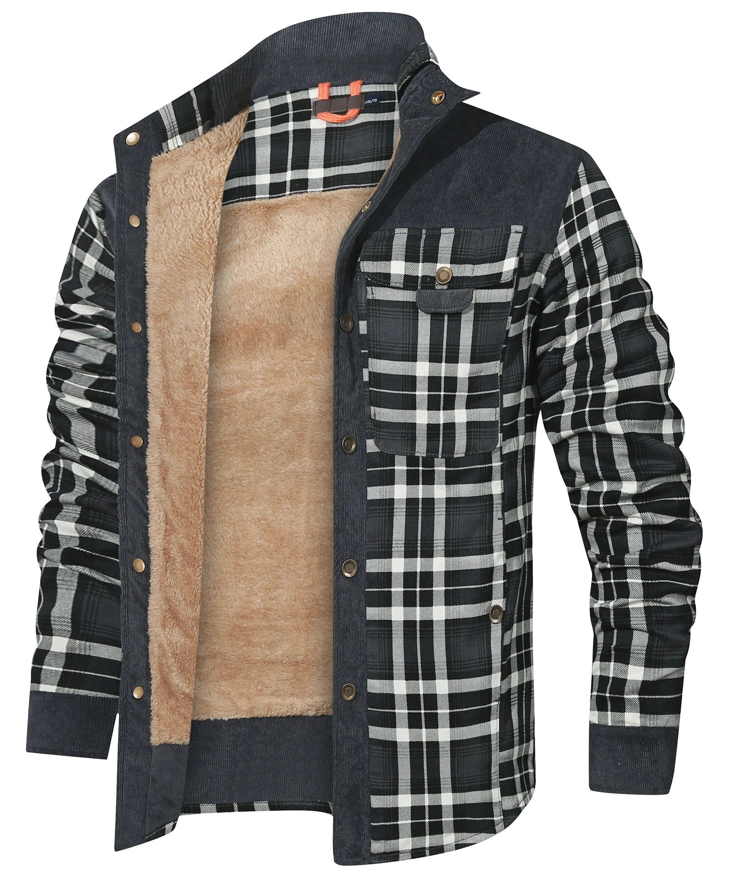 Heren Bomberjack Winter Winddicht Casual Geruit Sherpa Gevoerd Flanel 8