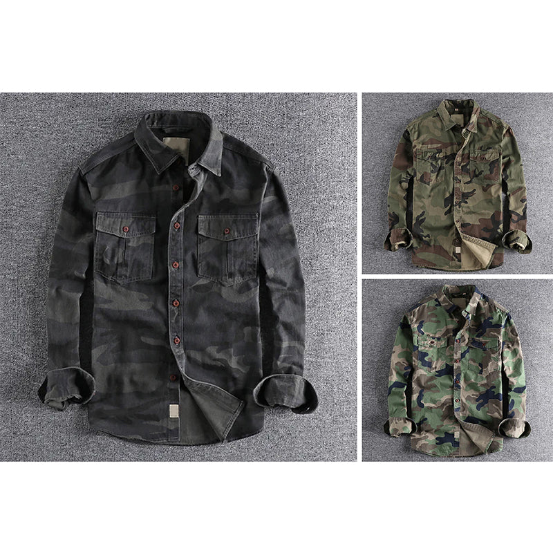 Heren Camo Shirt Met Borstzakken 3