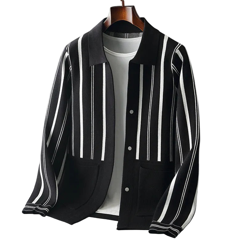 Heren Cardigan Groot Gestreept 0