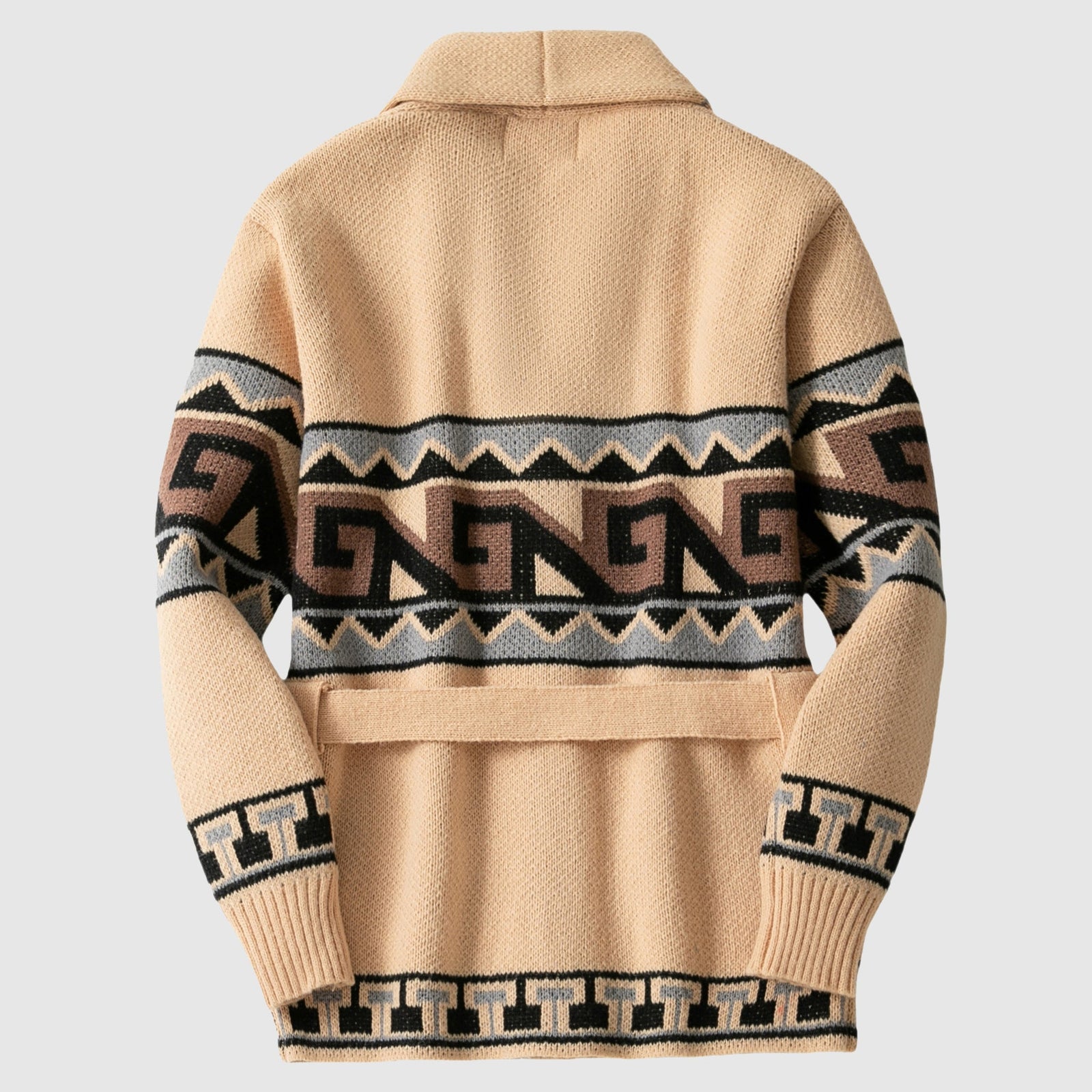 Heren Cardigan Sjaalkraag Met Geometrische Patronen 2