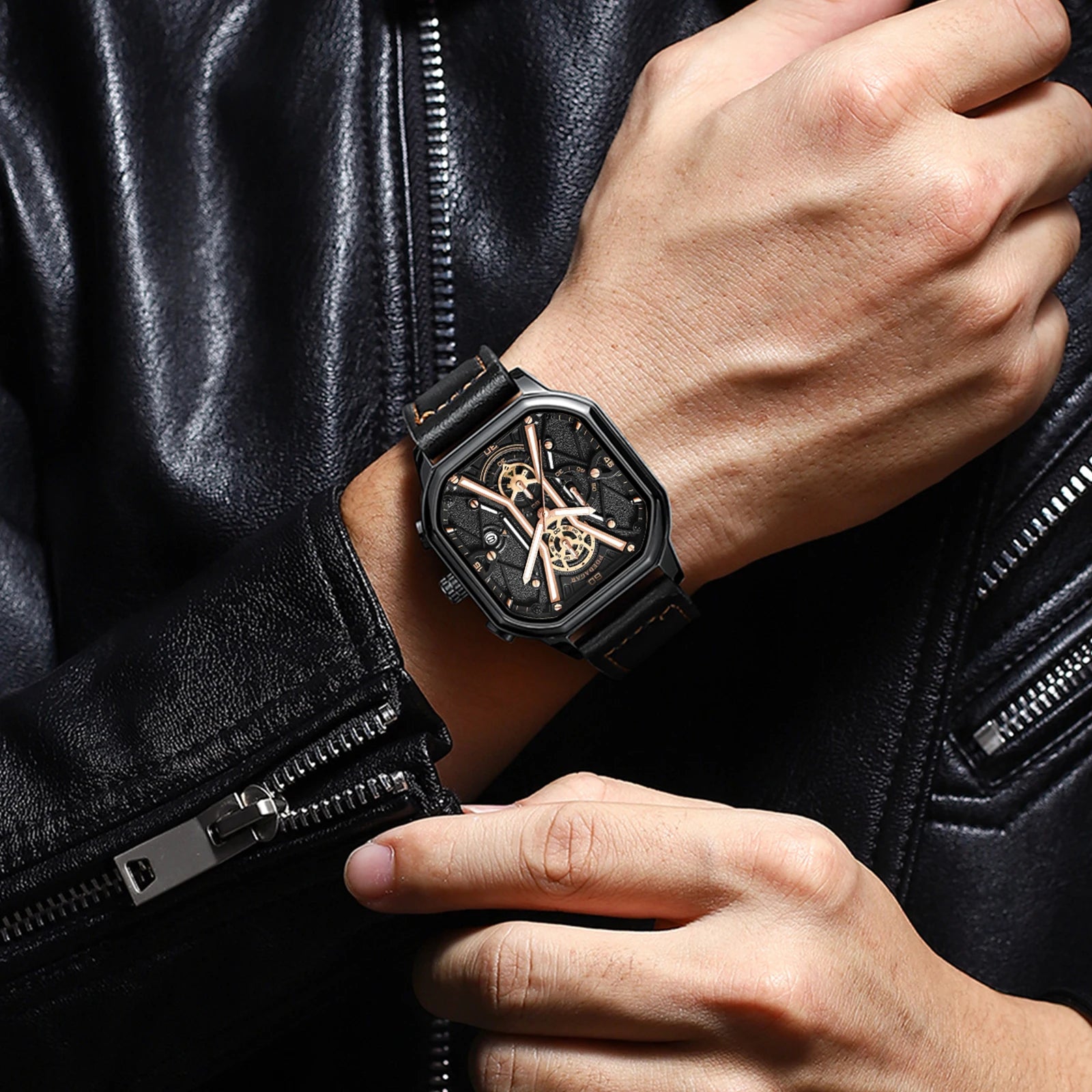 Heren Chronograaf Horloge met Skelet Wijzerplaat 4