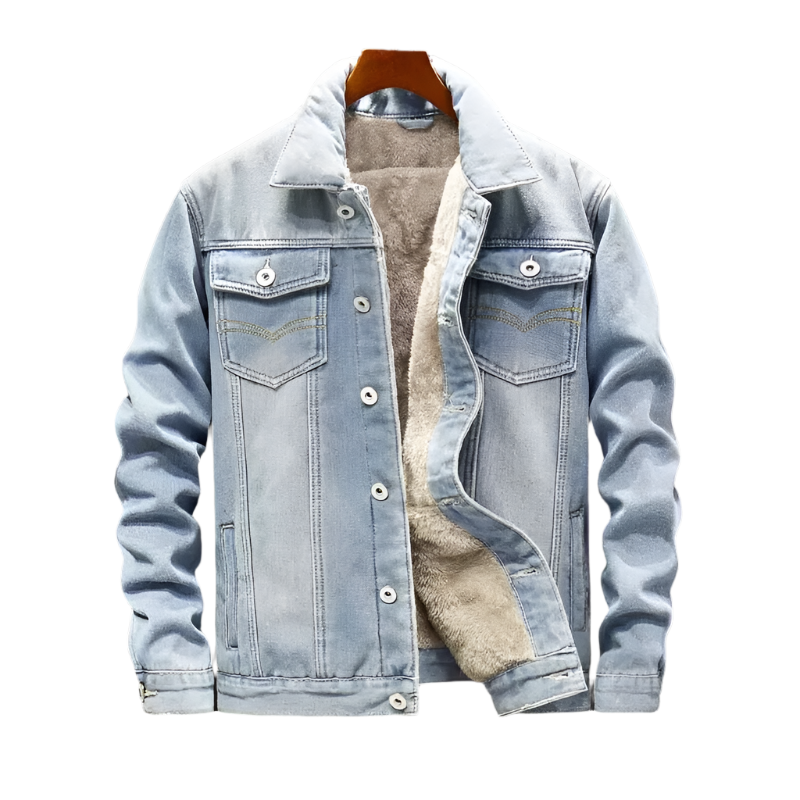 Heren Denim Jacket Met Fleece Voering 0