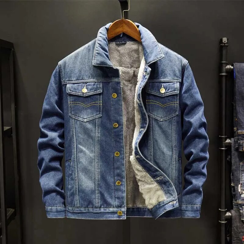 Heren Denim Jacket Met Fleece Voering 2