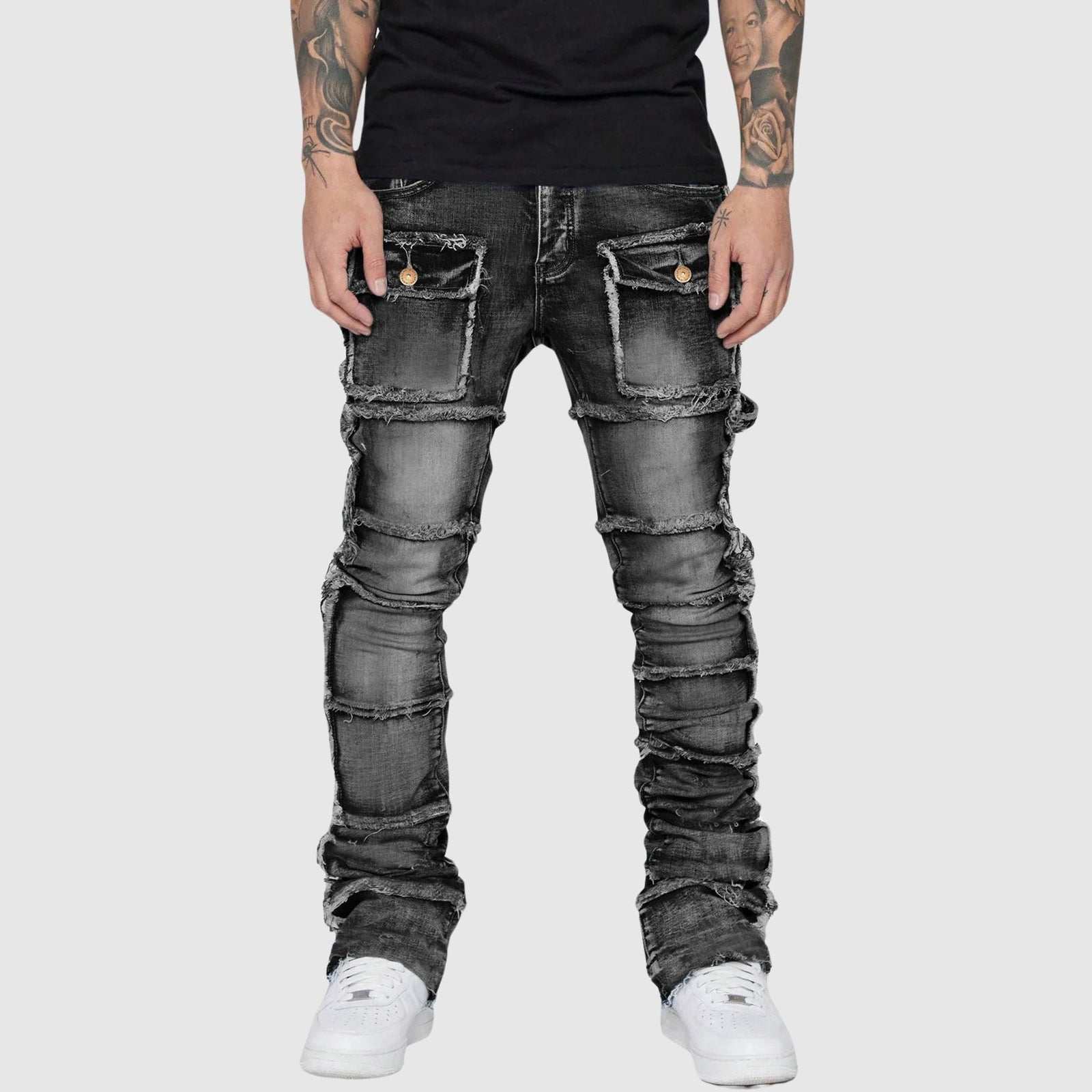 Heren Denim Jeans Met Versleten Afwerking 1