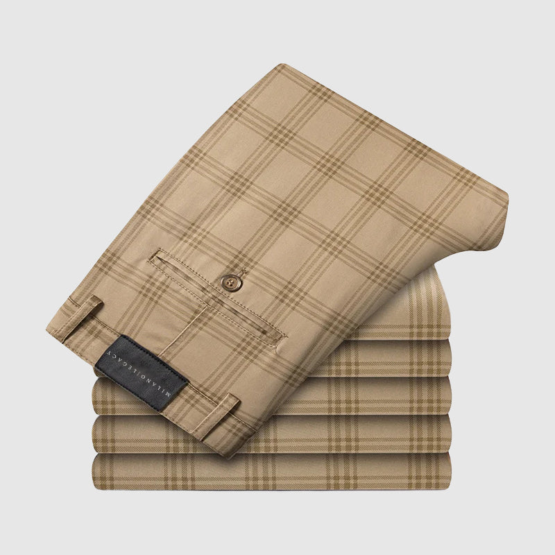 Heren Geruite Broek Met Rechte Pijpen 4