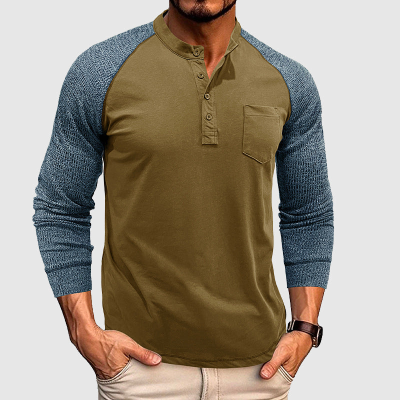 Heren Henley-shirt Tweekleurig Stijlvol 4
