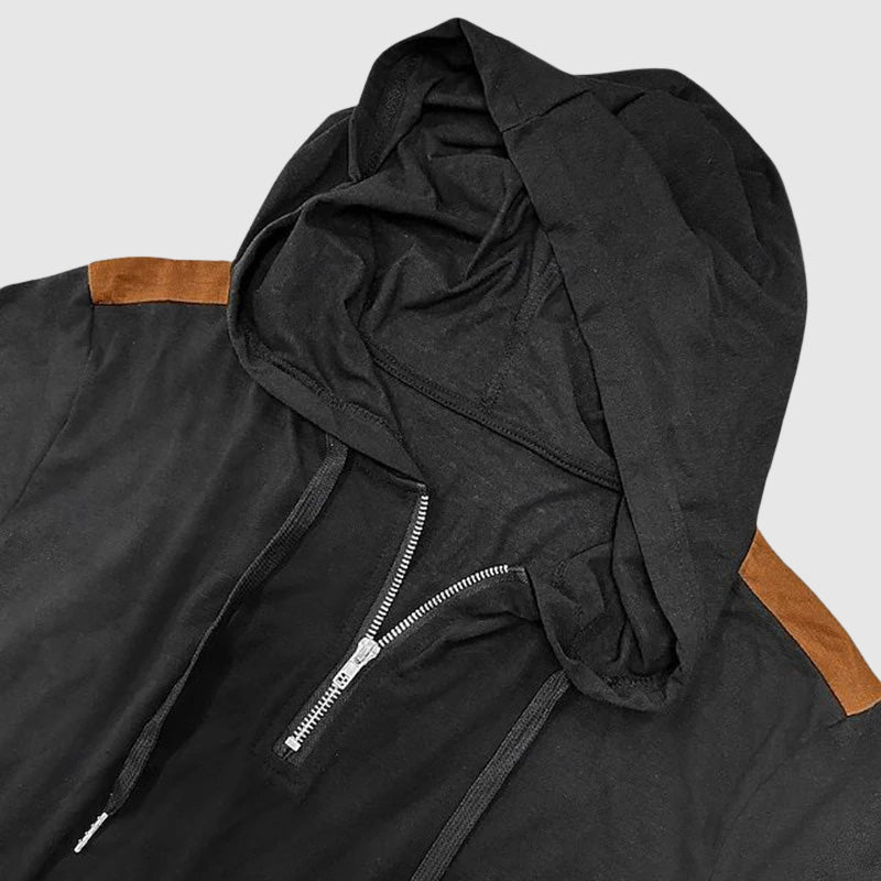 Heren Hoodie Met Rits Casual Patchwork Design 4