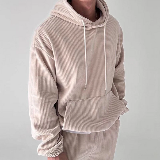 Heren Hoodie met Geribbelde Afwerking en Kangoeroezak 1