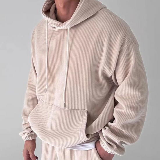 Heren Hoodie met Geribbelde Afwerking en Kangoeroezak 2