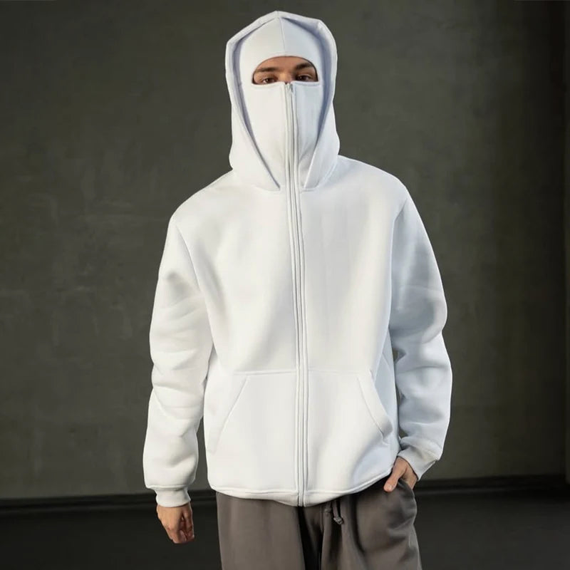 Heren Hoodie met Ingebouwd Bivakmutsmasker en Rits 0