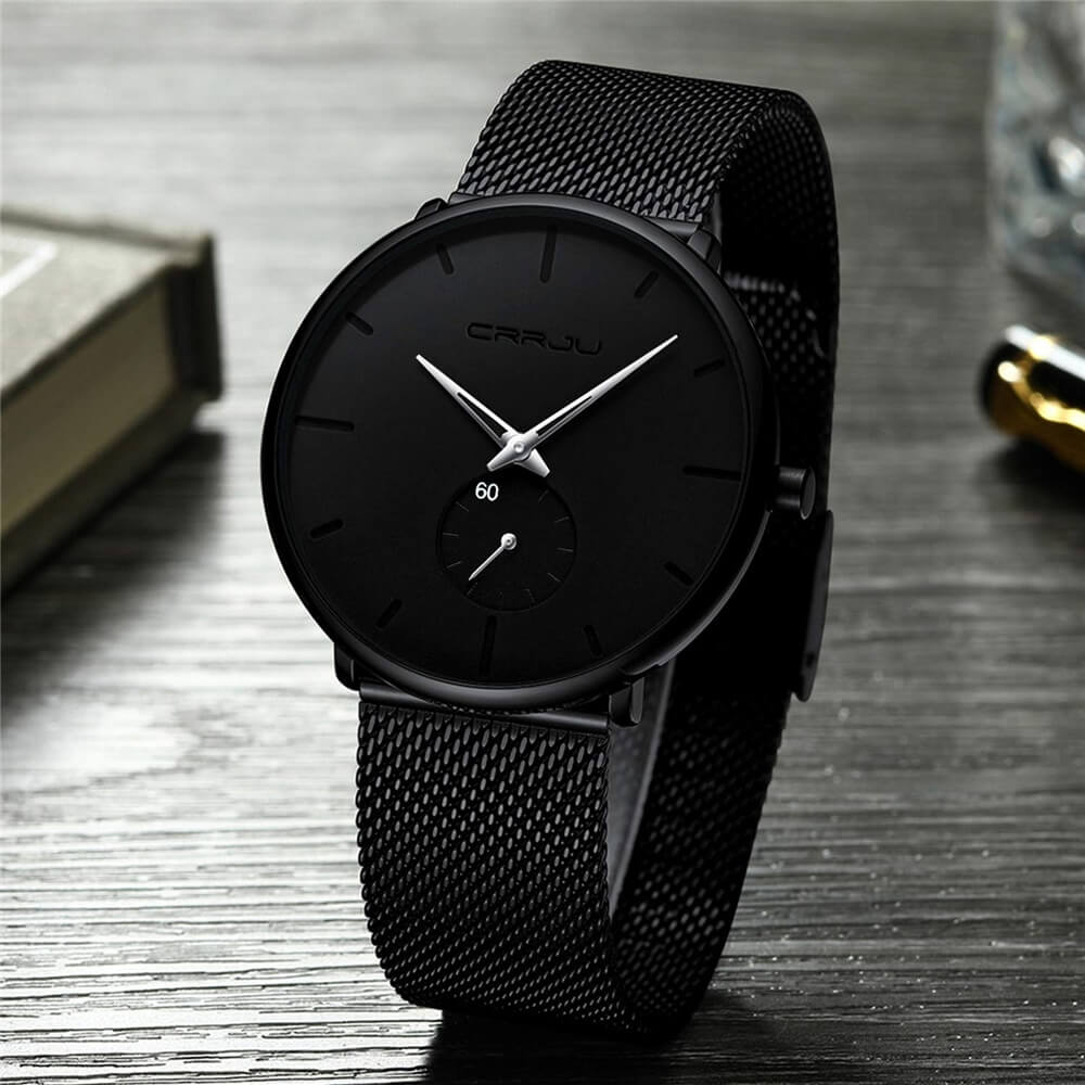 Heren Horloge Analoog Minimalistisch Staalblauw 6
