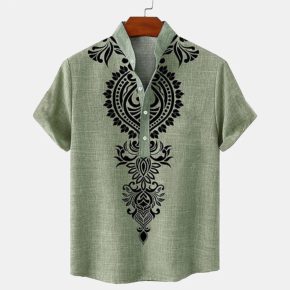Heren Korte Mouwen Shirt Met Artistieke Print 1