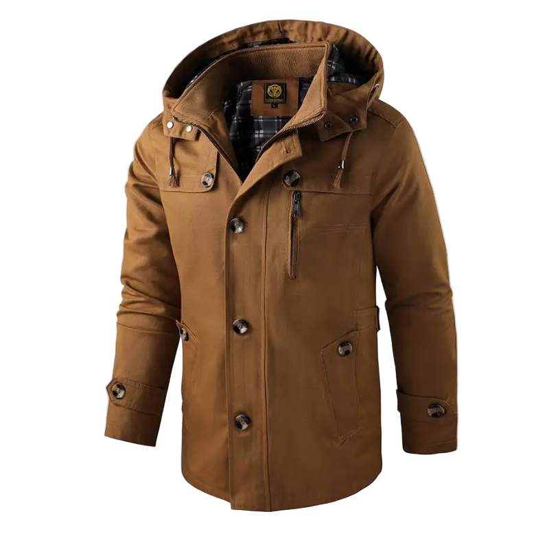 Heren Lange Winterjas Waterdicht met Capuchon 0