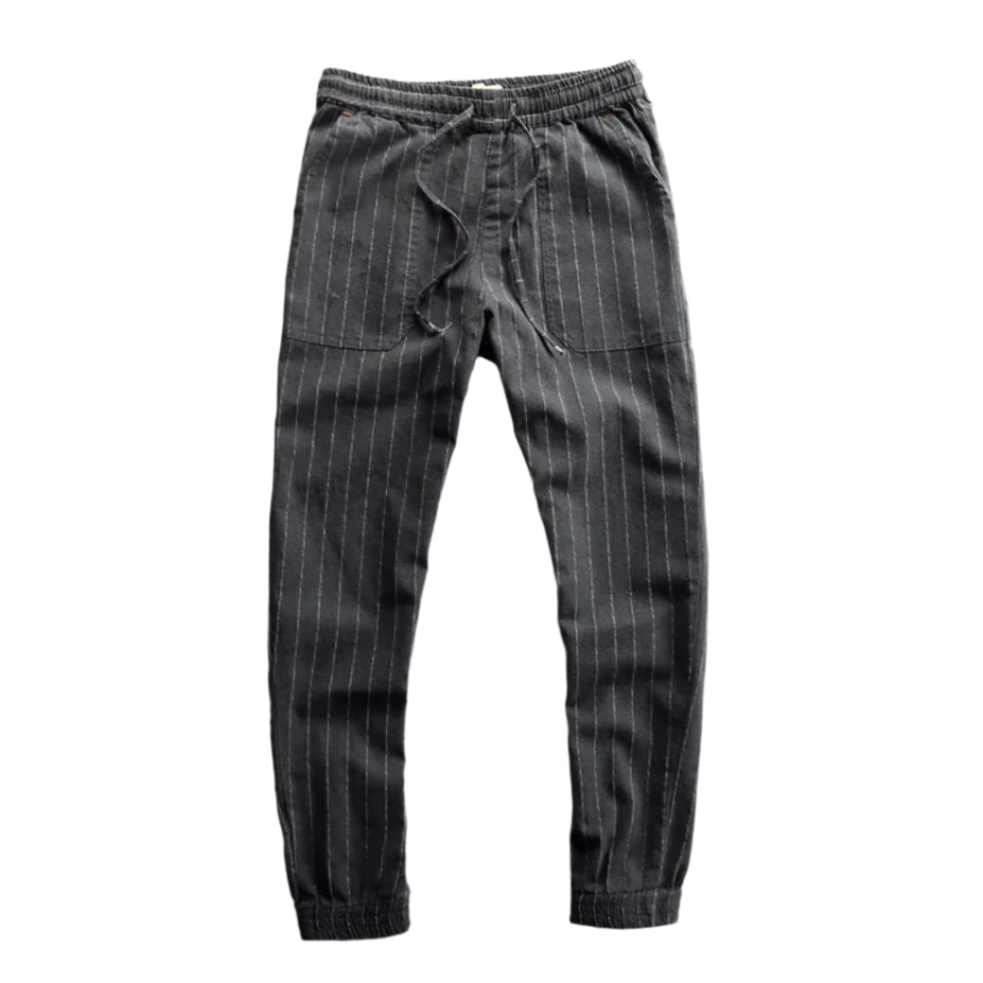 Heren Linnen Broek Casual Stijl met Elastische Tailleband 0