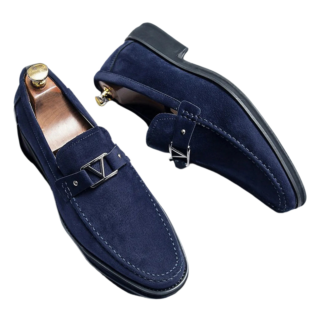 Heren Loafers Suède Met Decoratieve Gesp 0