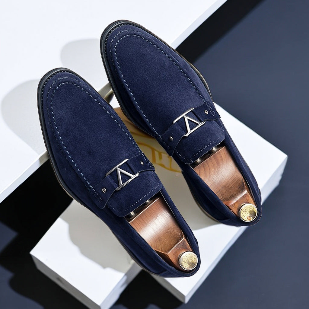 Heren Loafers Suède Met Decoratieve Gesp 2