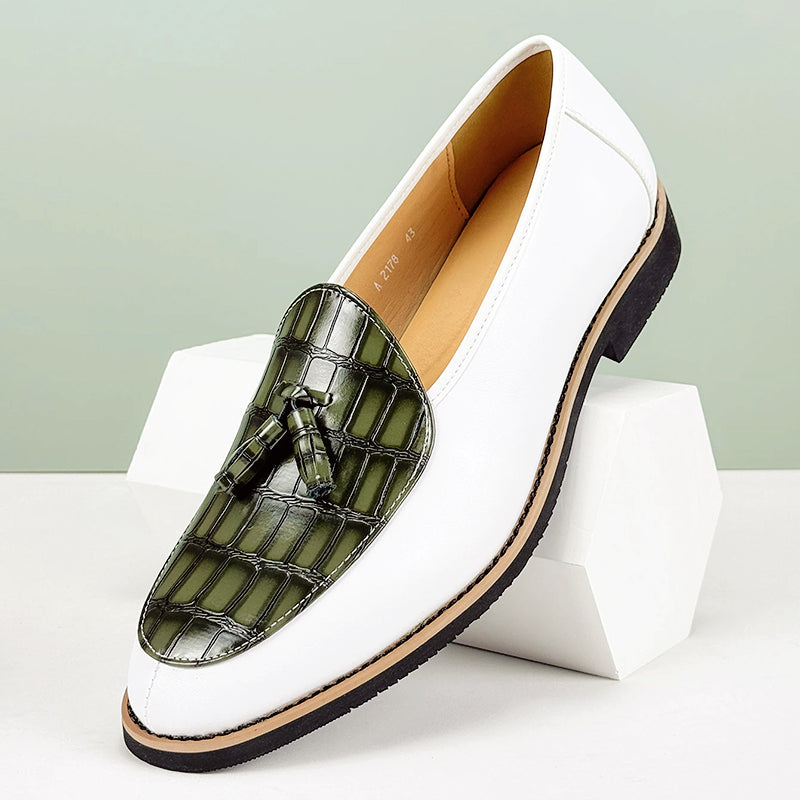Heren Loafers met Krokodillenreliëf en Kwastjes - Zwarte Loafers voor Mannen 2