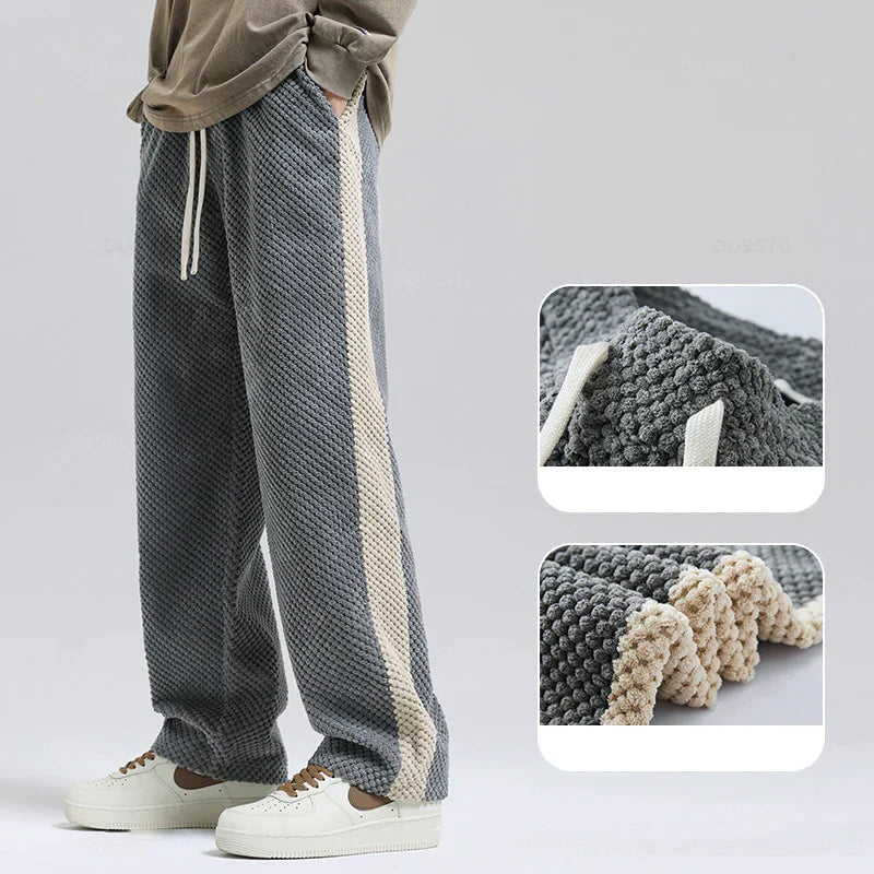 Heren Loungebroek met 3D-Textuur en Sportieve Streep 1