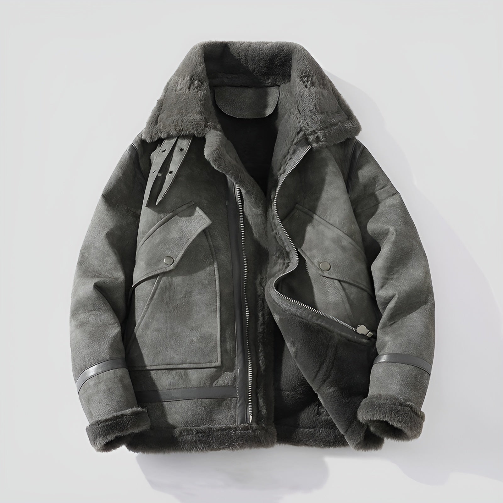 Heren Moto-Jas met Shearling Constructie 1
