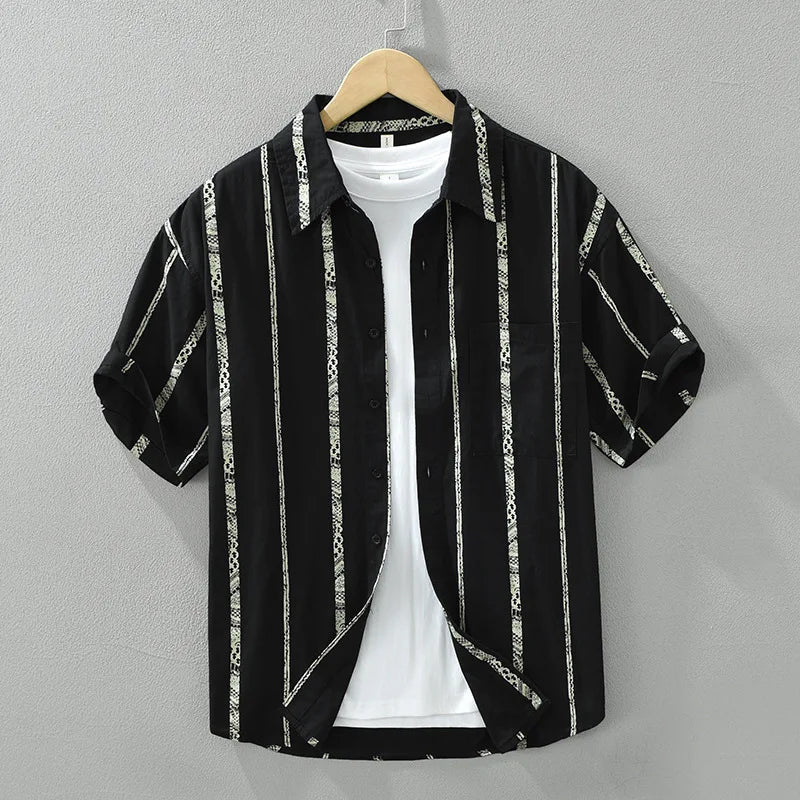 Heren Overhemd Gestreept Casual Korte Mouwen Moderne Snit 1