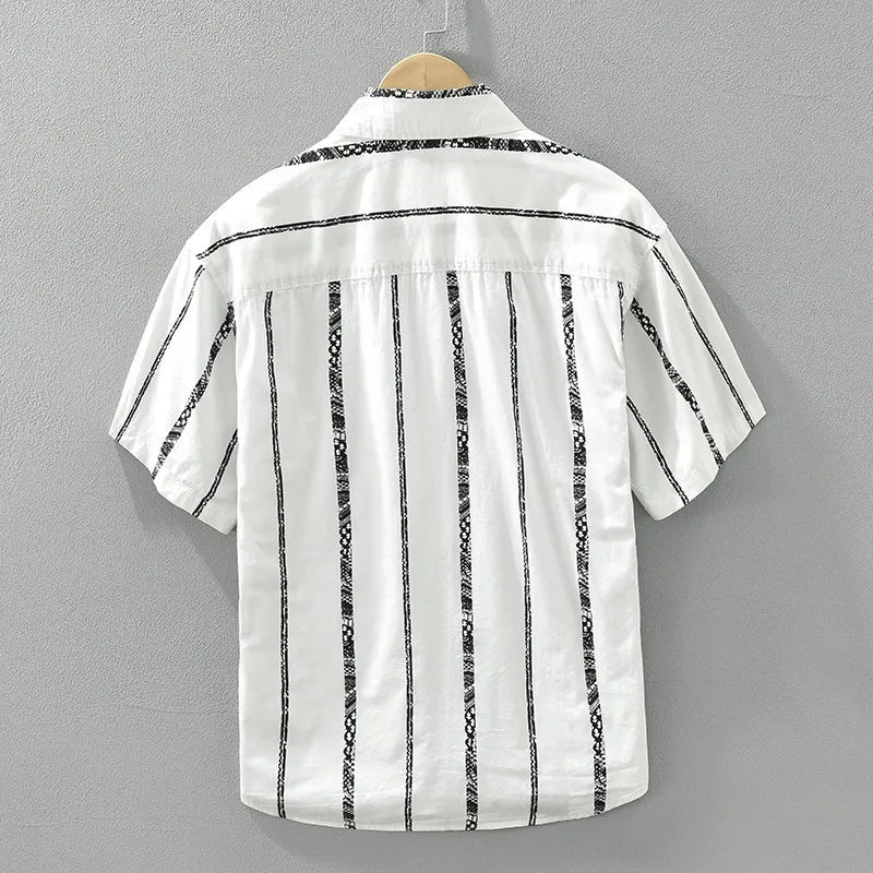 Heren Overhemd Gestreept Casual Korte Mouwen Moderne Snit 2