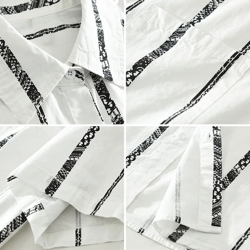 Heren Overhemd Gestreept Casual Korte Mouwen Moderne Snit 4