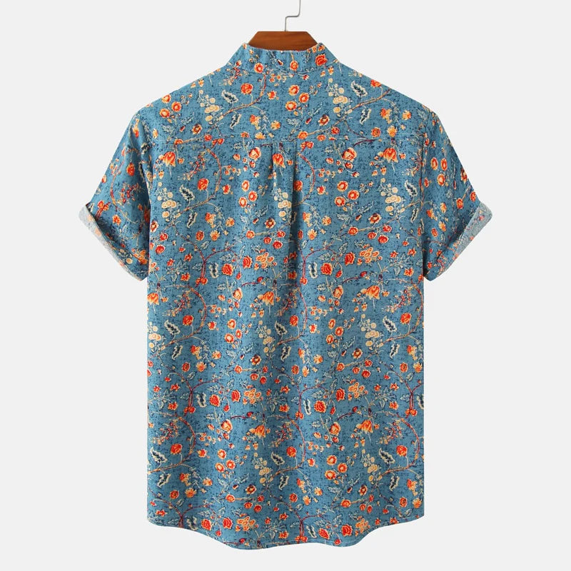 Heren Overhemd Korte Mouwen Bloemenprint Casual 5