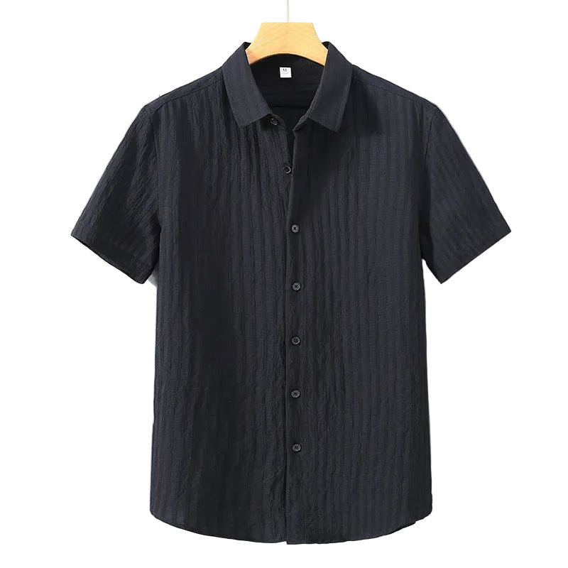 Heren Overhemd Korte Mouwen Casual Stijl met Getextureerde Streepstructuur 0