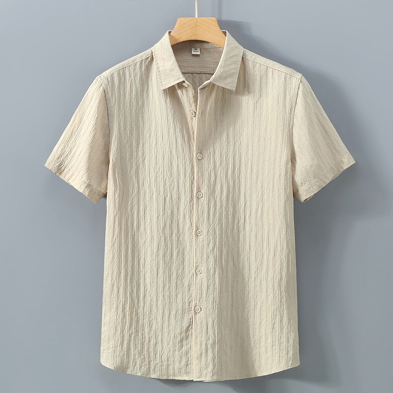 Heren Overhemd Korte Mouwen Casual Stijl met Getextureerde Streepstructuur 2