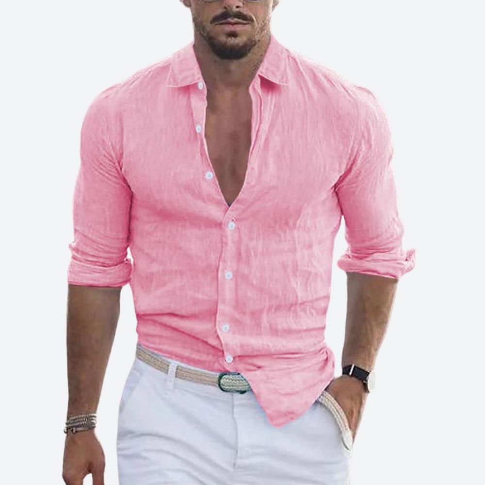 Heren Overhemd Lange Mouw Relaxed Fit Met Turn-Down Kraag 6