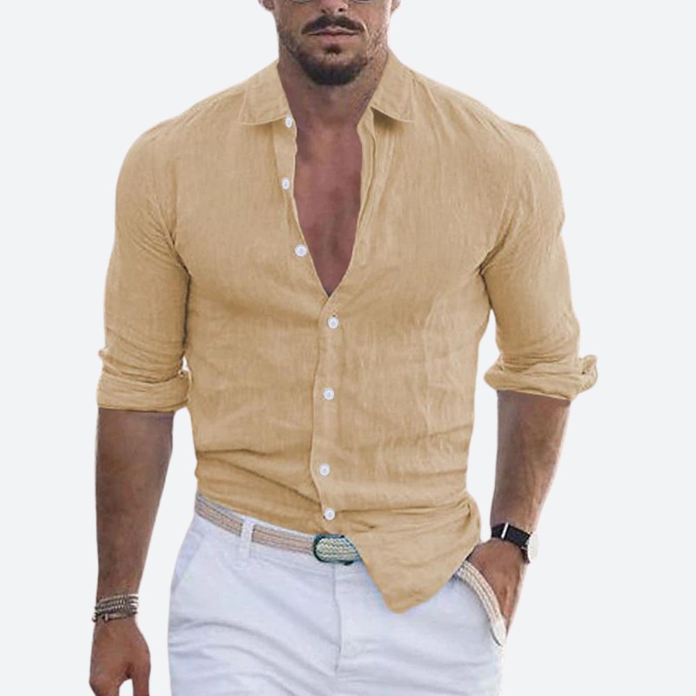 Heren Overhemd Lange Mouw Relaxed Fit Met Turn-Down Kraag 7