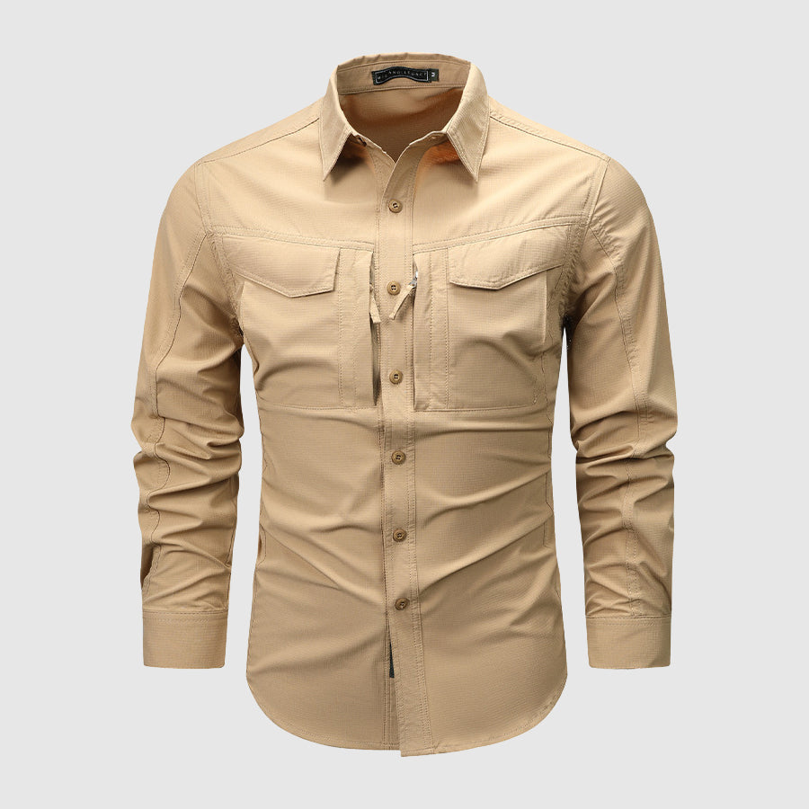 Heren Overhemd Lange Mouwen Casual Stijl Met Meerdere Zakken 6