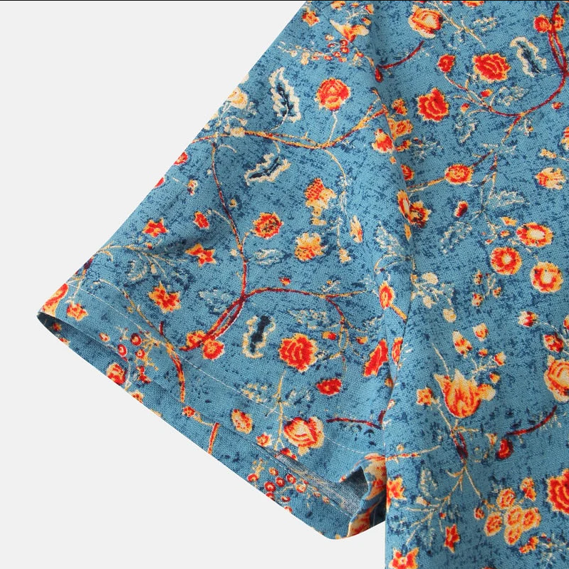 Heren Overhemd Met Bloemenprint Casual Stijl 5
