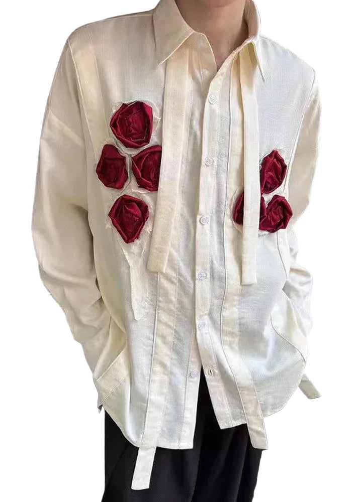 Heren Oversized Shirt Met Bloemenprint Casual Herfststijl 0
