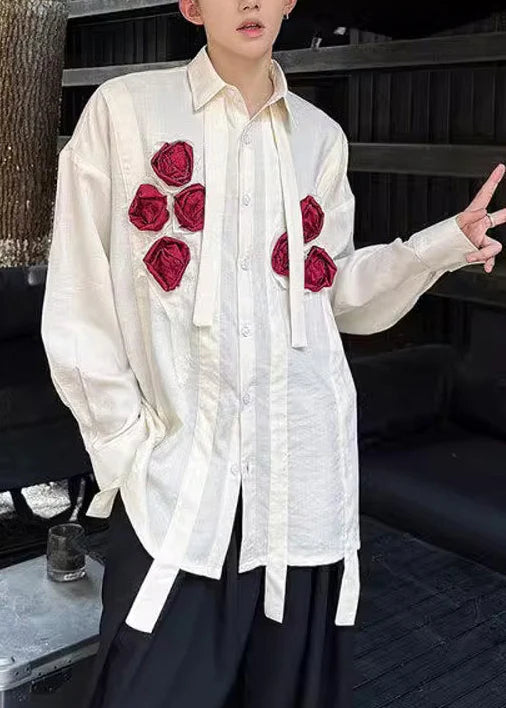 Heren Oversized Shirt Met Bloemenprint Casual Herfststijl 1
