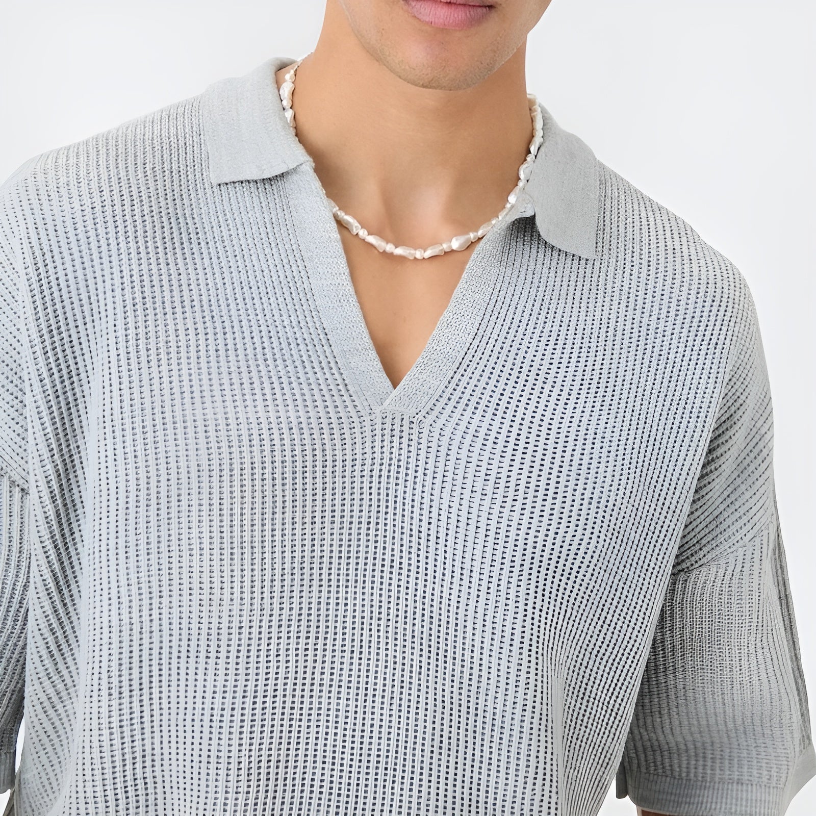 Heren Polo Shirt Oversized Retro V-Hals Korte Mouwen 5