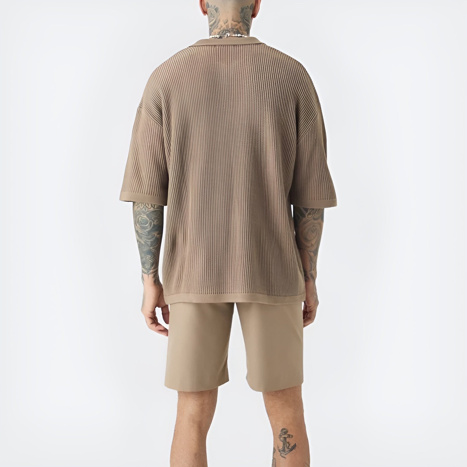 Heren Polo Shirt Oversized Retro V-Hals Korte Mouwen 6