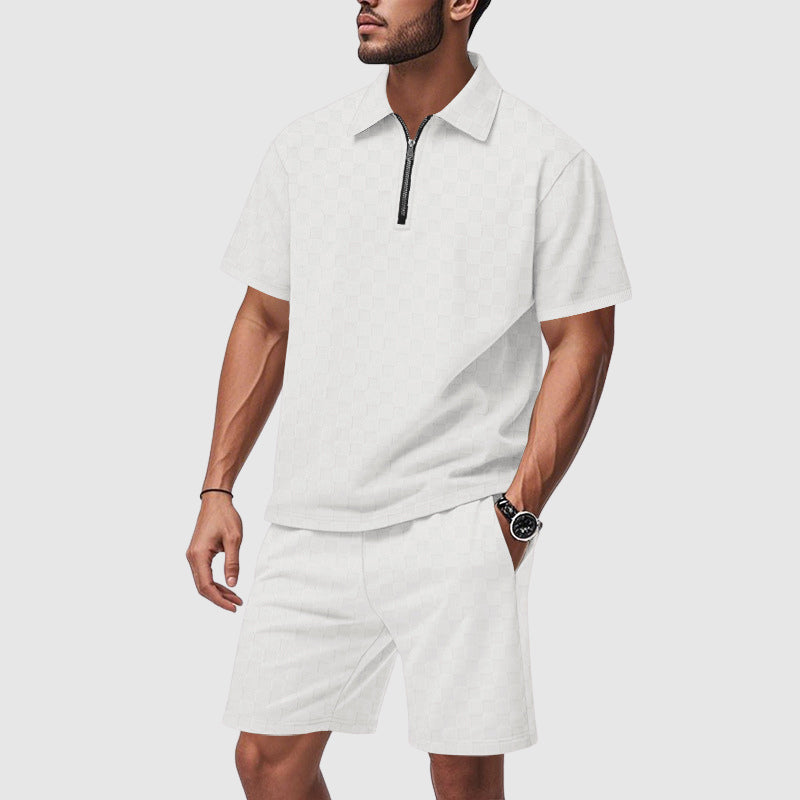 Heren Polo en Short Geometrische Set 2