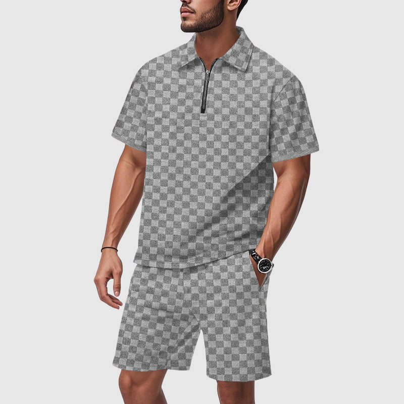 Heren Polo en Short Geometrische Set 3