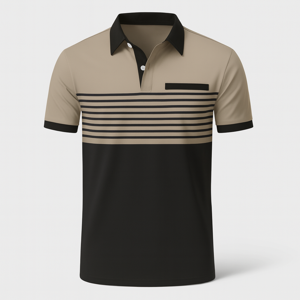 Heren Poloshirt Gestreept Casual met Korte Mouwen en Borstzak 3