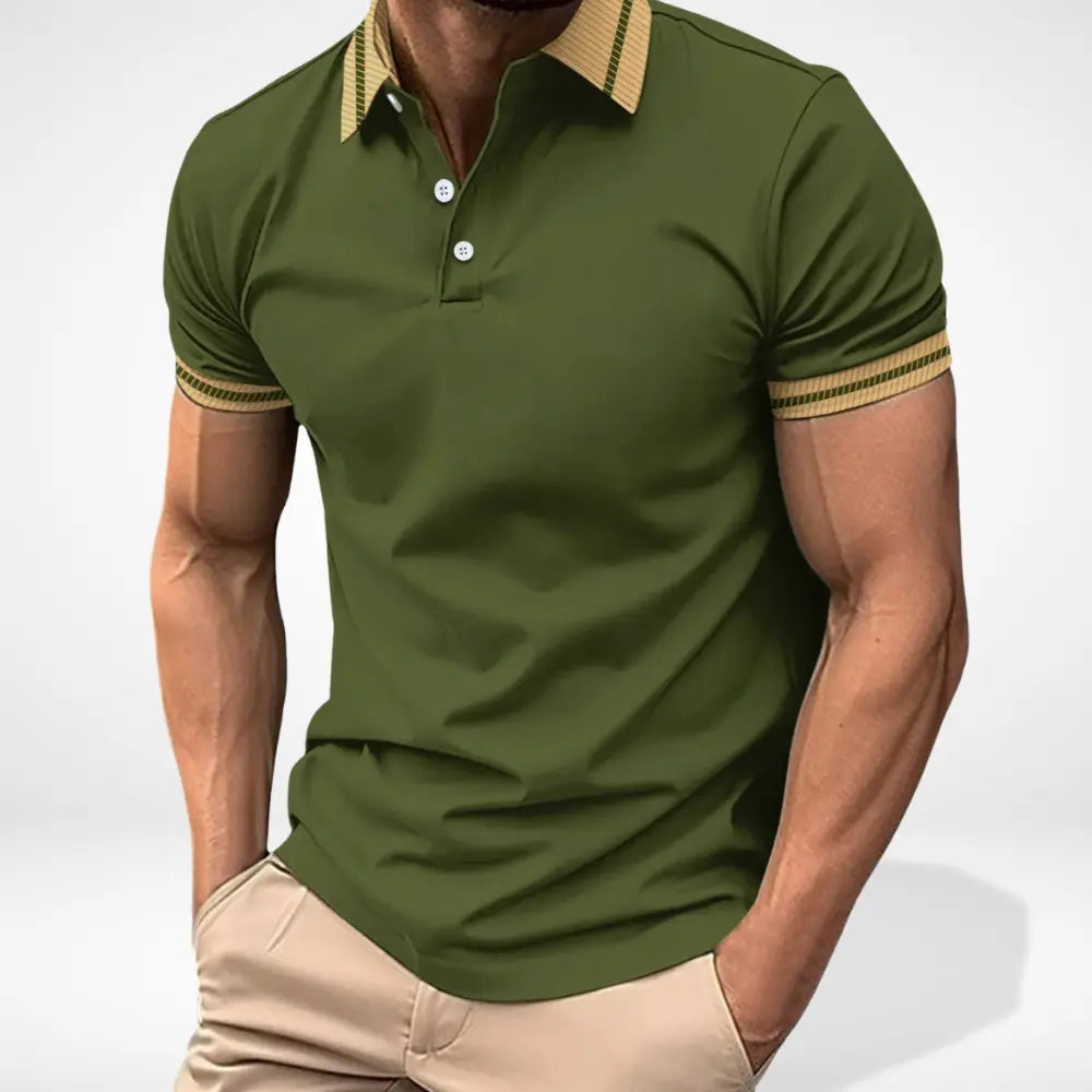 Heren Poloshirt Korte Mouwen Met Contrasterende Kraag 1