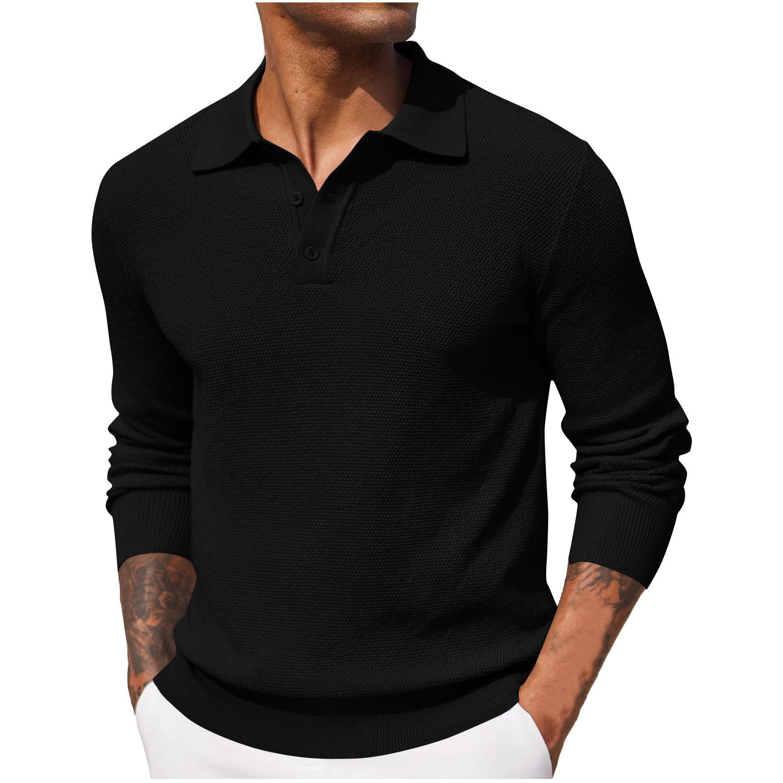 Heren Poloshirt Lange Mouwen Casual 1