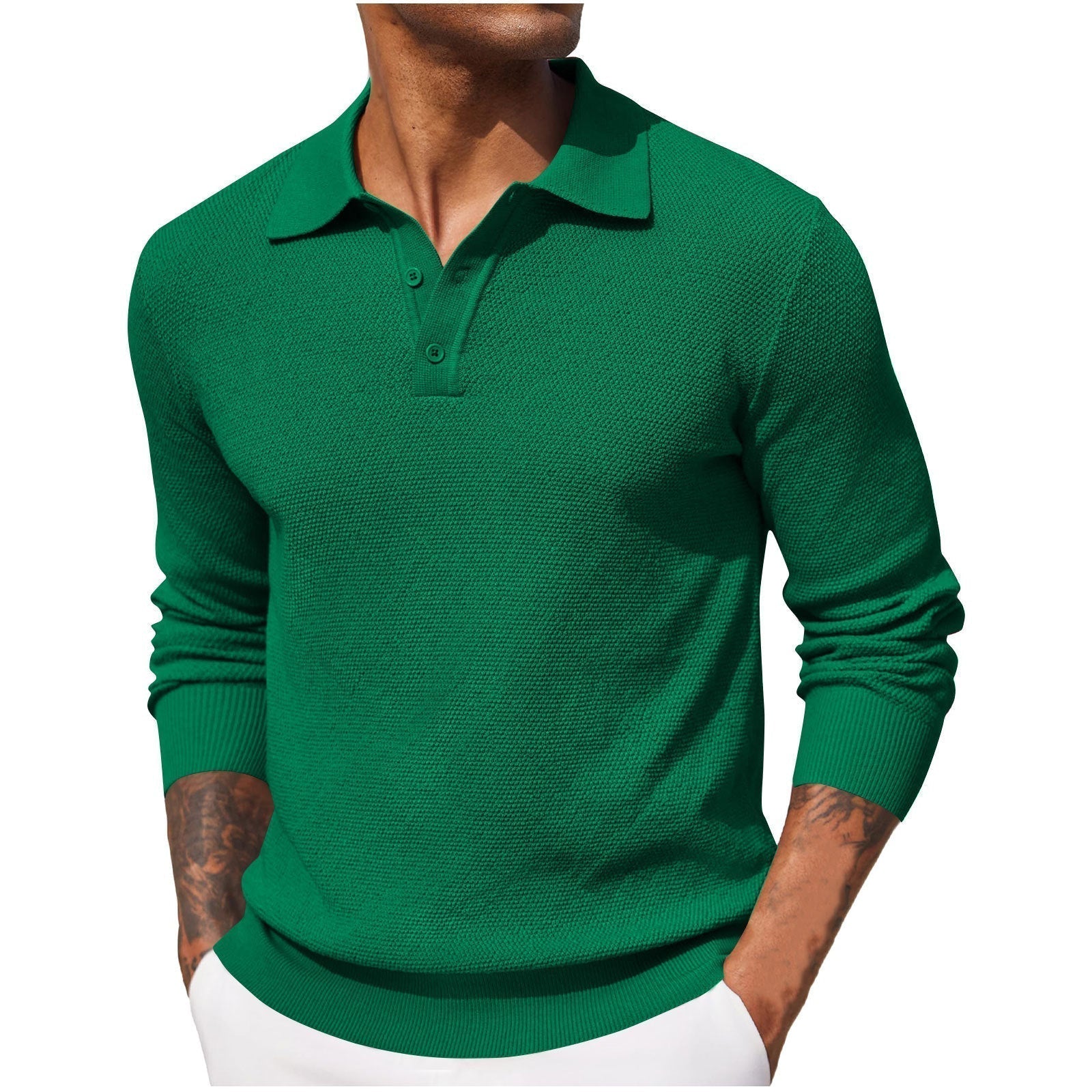 Heren Poloshirt Lange Mouwen Casual 3