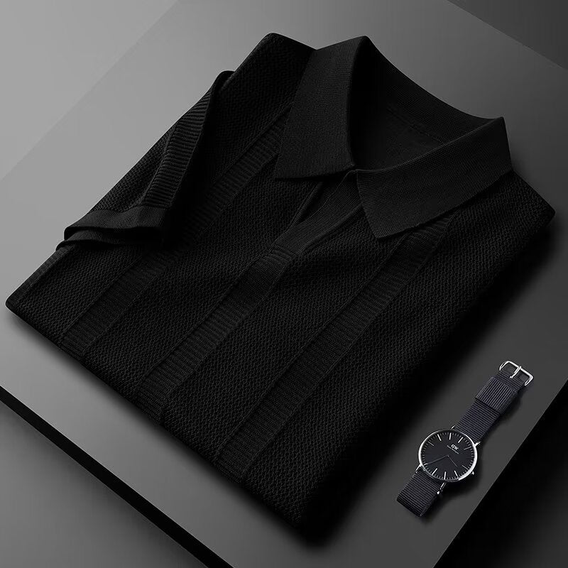 Heren Poloshirt Met Verticale Gebreide Textuur 1