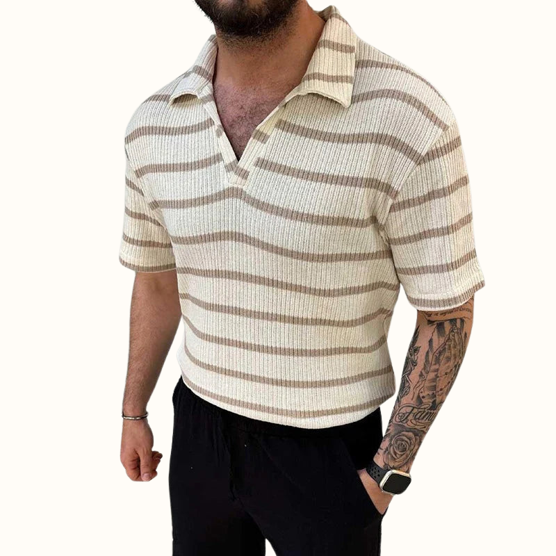 Heren Poloshirt Ontspannen Kraag met Luchtige Strepen 3
