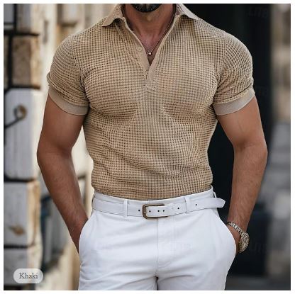 Heren Poloshirt Wafelstructuur Casual 3