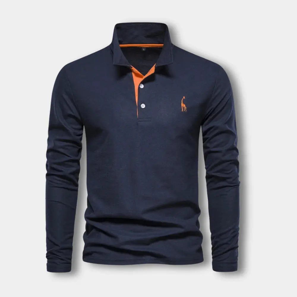 Heren Poloshirt met Lange Mouwen en Contrasterende Kraag 6
