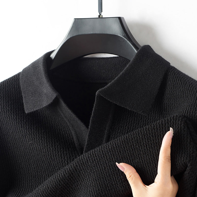 Heren Polosweater Gebreid met Omslagkraag 0