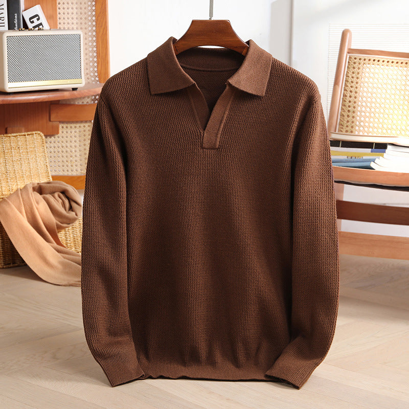 Heren Polosweater Gebreid met Omslagkraag 7