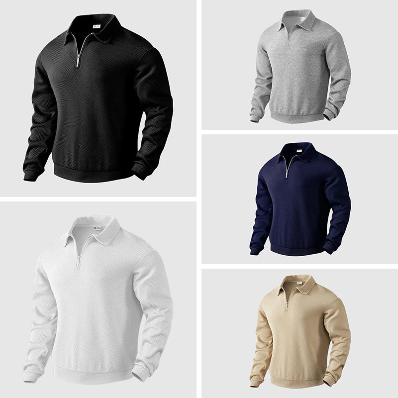 Heren Polosweater met Lange Mouwen en Ritssluiting 5